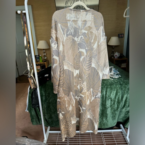 Shimmer Printed Long Overcoat/Robe, Metallic - Picture 2 of 2